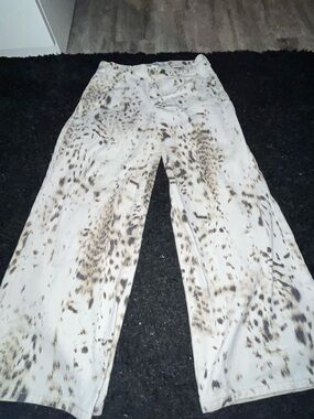 Refrain Los Angeles High-Rise Pants in Off-White with Brown Speckle